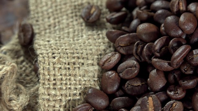 Rotating Coffe Beans as not seamless loopable 4K UHD footage