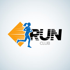 Run club logo template. Sport logotype template, sports club, running club and fitness vector logo design template