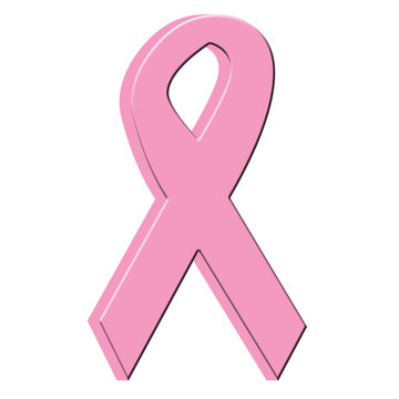 Three dimensional pink breast cancer ribbon .
