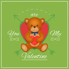 Valentines day card with teddy bear. Vector illustration