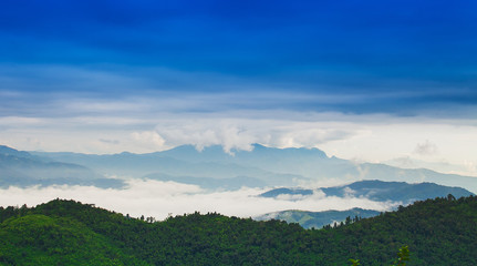 Morning mist and sky.