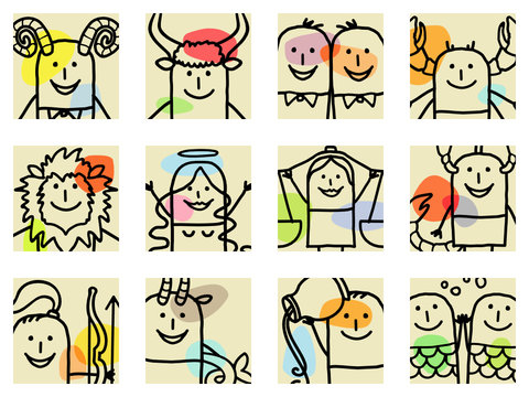12 cartoon characters zodiac signs