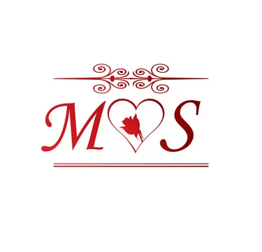 MS love initial with red heart and rose Stock Vector Adobe Stock