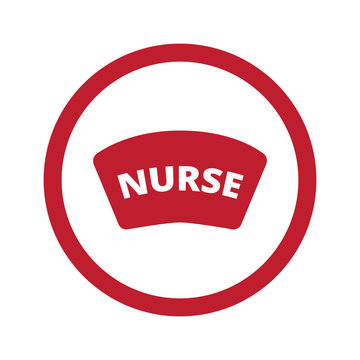 Flat Red Nurse Hat Icon In Circle On White