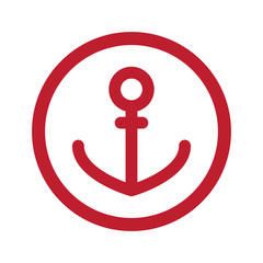 Flat red Anchor icon in circle on white