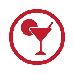 Flat red Cocktail icon in circle on white