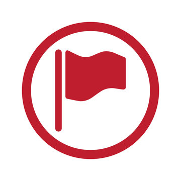 Flat red Flag icon in circle on white