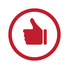 Flat red Thumb Up icon in circle on white