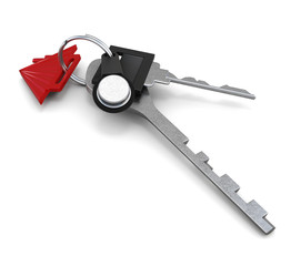 Bunch of keys on white background. 3d illustration. 3d rendering