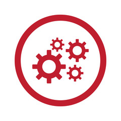 Flat red Process icon in circle on white