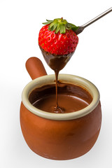 フルーツのチョコフォンデュ　chocolate fondue with an apple