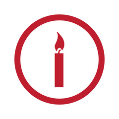 Flat red Candle Light icon in circle on white
