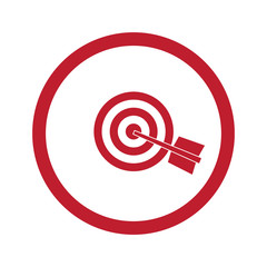 Flat red Target icon in circle on white