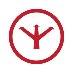 Flat red Strategy icon in circle on white