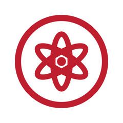Obraz premium Flat red Nuclear icon in circle on white