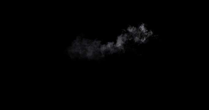 Smoke - 4K - long. Full (no side-cut) smoke cloud over a black background. Totally disappearing. 120 fps Real shot