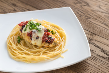 Baked chicken with parmesan and mozzarella