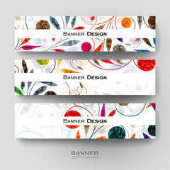 Beautiful banner vector template with floral ornament background