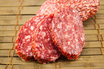 salami isolated on a vintage background
