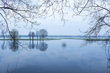 Flood at the local river made some disaster for the locals. View to the village.