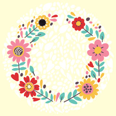 Fototapeta na wymiar Elegant floral wreath. Vector illustration