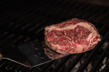 Pork medallions roasted on a grill Argentina