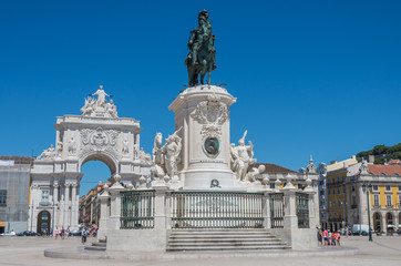 Fototapeta na wymiar Statue of King Jose I of Portugal on Commerce Square (Praca do Comercio), Portugal, Lisbon