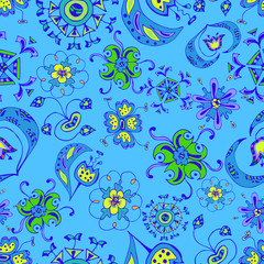 Fototapeta na wymiar Fantasy colorfull flowers seamless pattern3