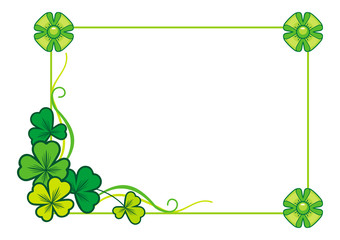 Beautiful frame with clover and green bow