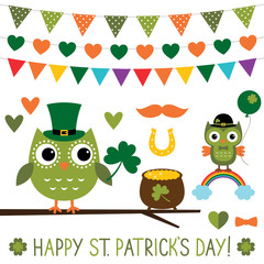St. Patrick’s Day owls set