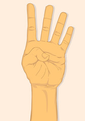 Left hand show four fingers. vector and illustration design