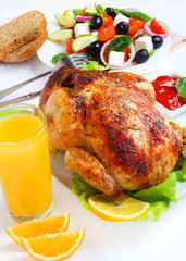 Grilled chicken salad food isolated white background
