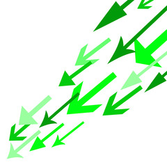 Green arrows on a white background .