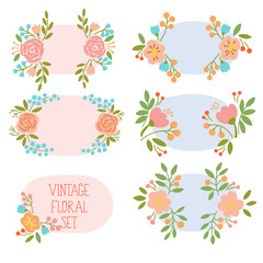 Vector set with vintage flowers