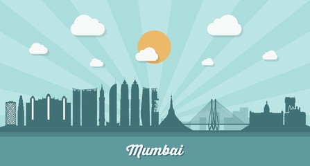 Mumbai skyline - flat design