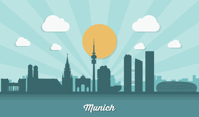Munich skyline - flat design