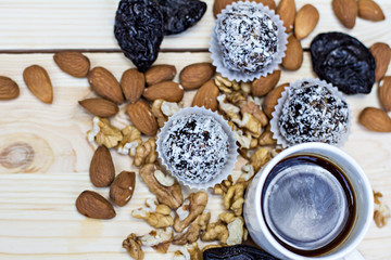 Homemade candy with coconut powder
