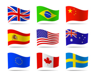 Popular flags vector collection.