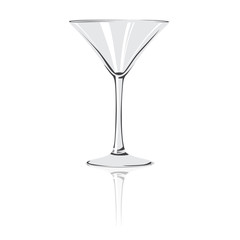 Glass of vermouth. Isolated on background. Reflection. Vector image.
