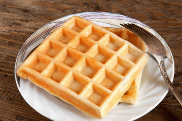 Belgian waffles on a plate