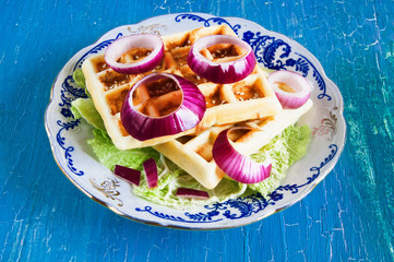 Belgian waffles on a plate