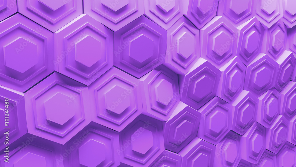 Poster 3d background platte made of randomly rotated sixgon pattern elements