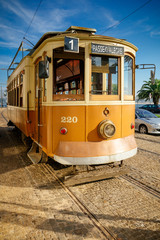 Obraz na płótnie Canvas Old style trolley in downtown Porto.