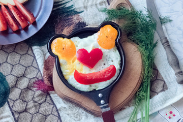 Idea for Valentine day.Omelet