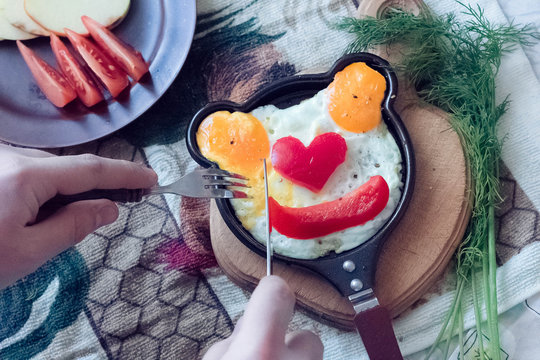 Idea for Valentine day.Omelet