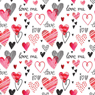 Heart pattern, vector seamless background. Can be used for wedding invitation, card for Valentine's Day or card about love.