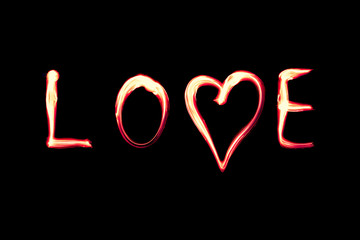 Love Lightpainting with Heart neon red