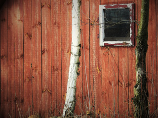 ściana starego drewnianego domku