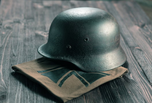 Rusty german army helmet from second world war.
