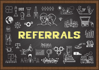 Doodle about referrals on chalkboard